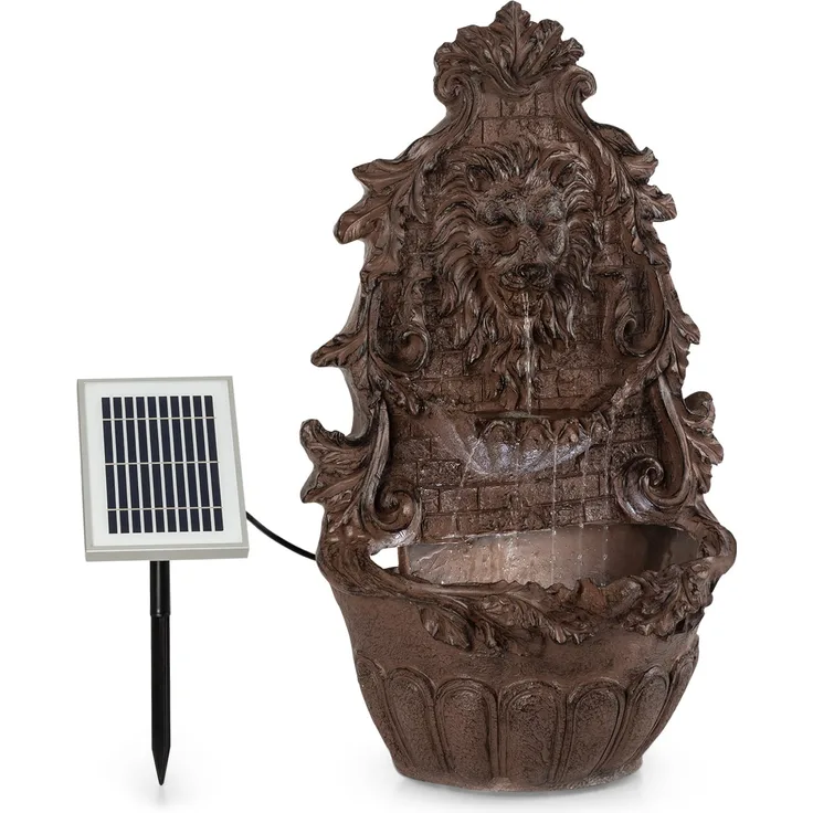 Löwenstein Wandbrunnen 2W Solar-Pumpe Material: Polyresin 4 weiße LED 5m Kabel Rost