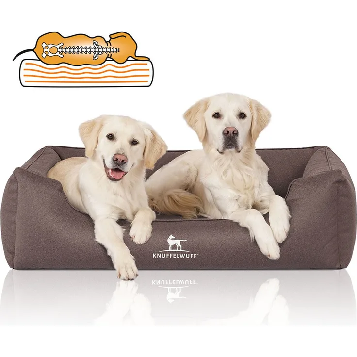 Knuffelwuff orthopädisches wasserabweisendes Hundebett Leon grau braun XL: 105x75cm