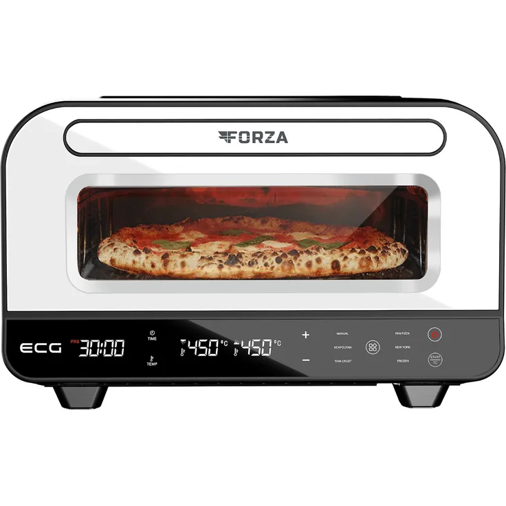 ECG Forza 4500, Pizzaofen mit Temperatur bis zu 450 °C, hochwertigem Pizzastein und 5 Automatikprogrammen