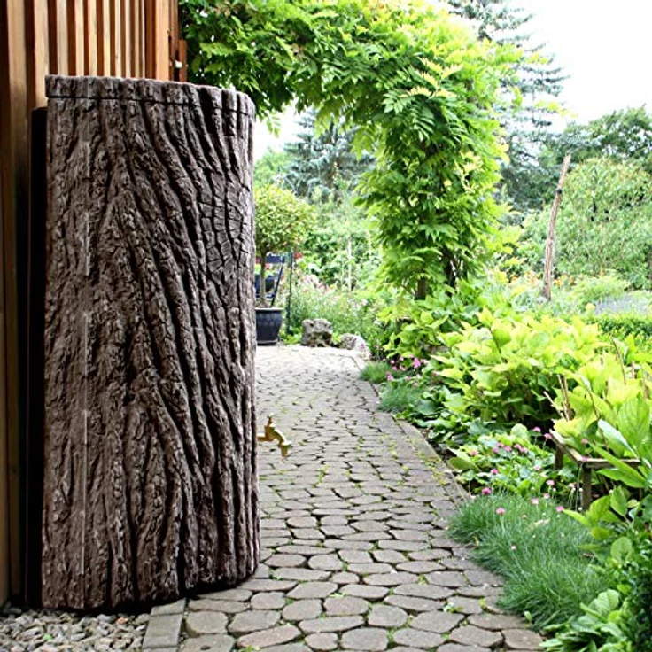 Prosperplast Regentonne Evergreen Lite 300 Liter braun, UV- und witterungsbeständig, kindersicherer Deckel, Messinggewinde – Bild 3