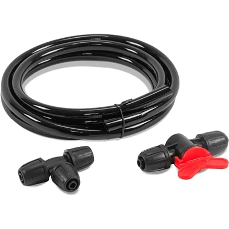 Esotec Bypassleitung 8mm mit Kugelkopfhahn, stufenlose Regelung des Wasserdrucks für Bewässerungssysteme PRO, 2m PVC-Schlauch – Bild 1