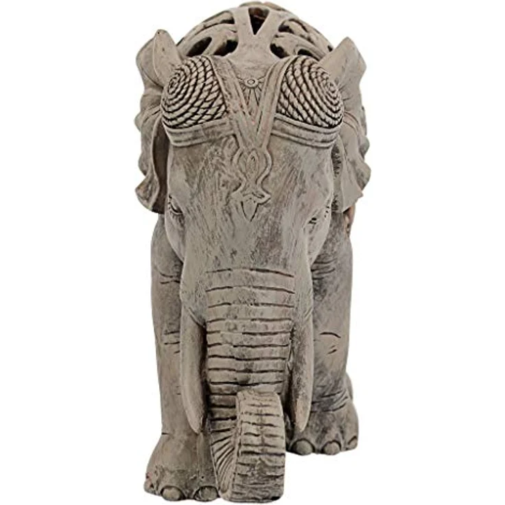 Design Toscano Anjan der Elefant indische Deko Jali Tierstatue, 30.5 cm, Gotischer Stein – Bild 3