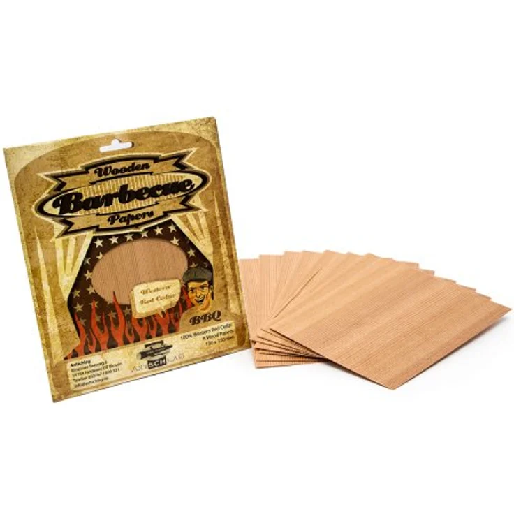 Axtschlag Grillpapier Zeder, zum schonenden Garen, hält das Gargut saftig, für Grill & Backofen, auch zum Servieren, 8 Wood Papers Schnur, 190x150x1 mm – Bild 2