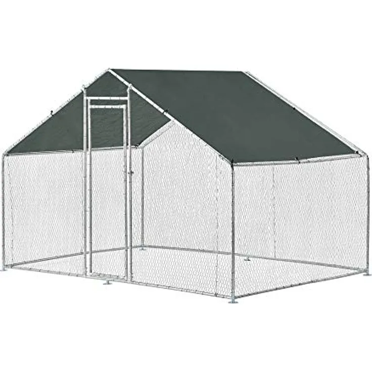 pro.tec Freigehege »Wels« 3 x 2 x 2 m, Kleintiergehege mit Sonnendach, UV-beständig, silber-grün