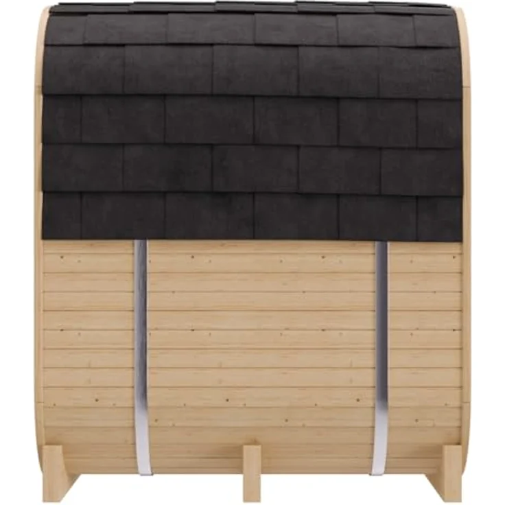 Dewello® -Cube Outdoor Fasssauna Richmond - 200 cm x 180 cm x 200 cm, Fichtenholz - 10 Infrarotstrahler, Saunaofen, Saunazubehör - Gartensauna für 4 Personen – Bild 7