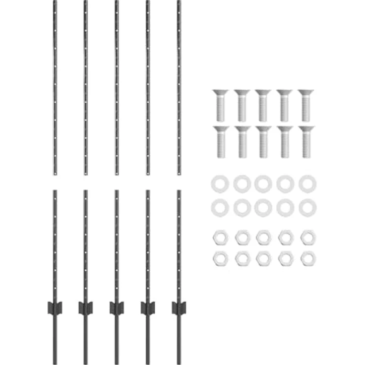 vidaXL Zaunpfosten U-Kanal, 10 Stück, 140 cm, grauer pulverbeschichteter Stahl, für Außenbereich – Bild 5