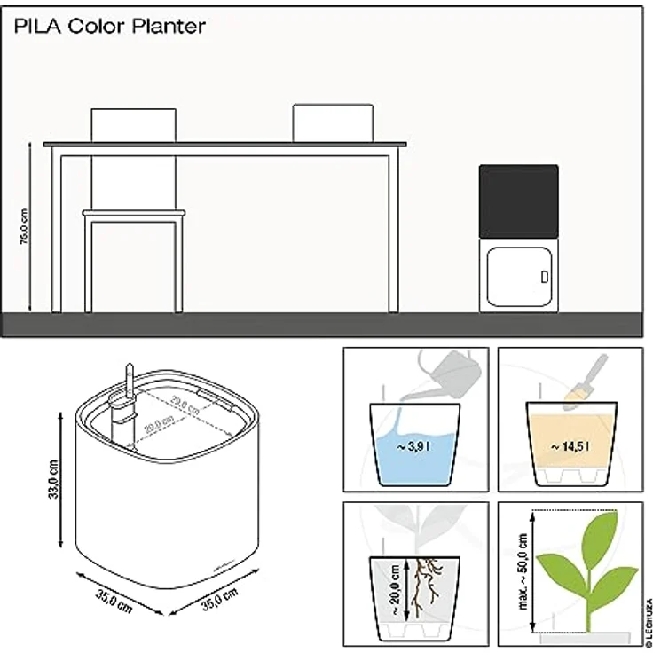 LECHUZA PILA Color Planter schiefergrau 15906 – Bild 4