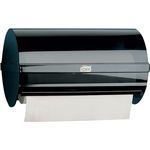 Tork Kleinrollenspender W5, schwarzer Wandhalter, hygienisch umschlossene Rolle, transparente Wartungsanzeige, robustes Kunststoffdesign