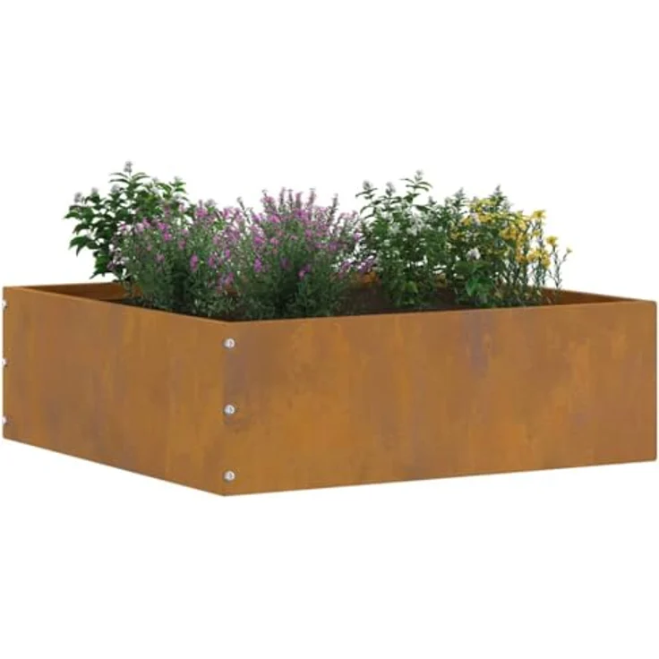 vidaXL Beetumrandung Raseneinfassung Rostig aus wetterfestem Stahl, 40 x 40 x 13 cm, langlebig und vielseitig für Außenbereich – Bild 2