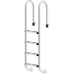 Zelsius V2A Edelstahl Poolleiter mit 4 Stufen | 50,2 x 36,5 x 183 cm - Silber | mit Rutschsicherung | Schwimmbadleiter für Pool und Schwimmbecken