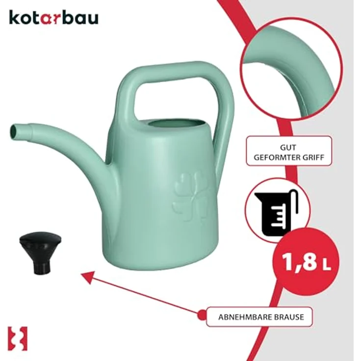 KOTARBAU® Gießkanne 1,8 L, Blumengießkanne mit Abnehmbarer Brause, salbei – Bild 4