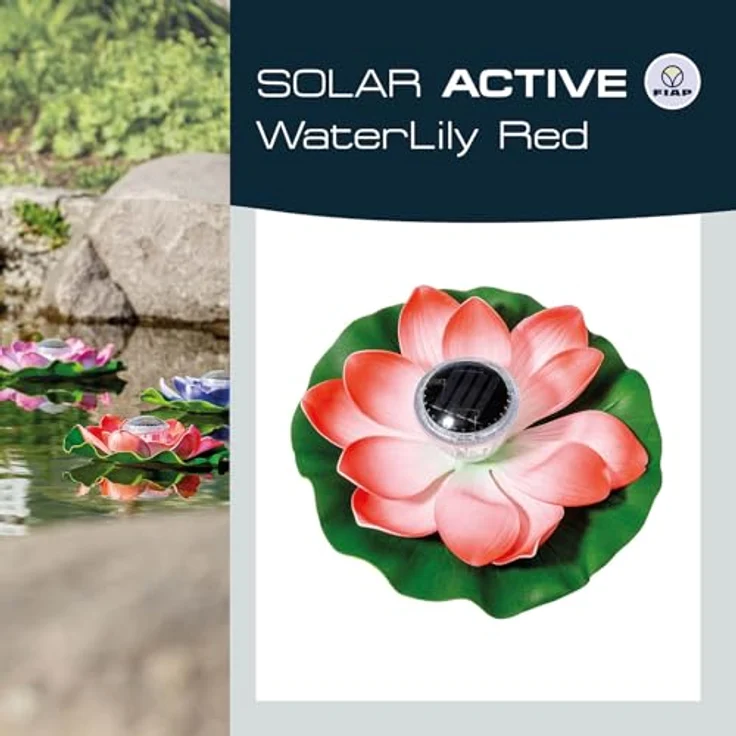 FIAP SOLAR ACTIVE WaterLily WHITE, schwimmende Seerose mit Solarbeleuchtung, LED, inkl. Akkubatterie, Teichbeleuchtung für Gartenteich und Pool, weiß, leuchtet in 7 Farben – Bild 5