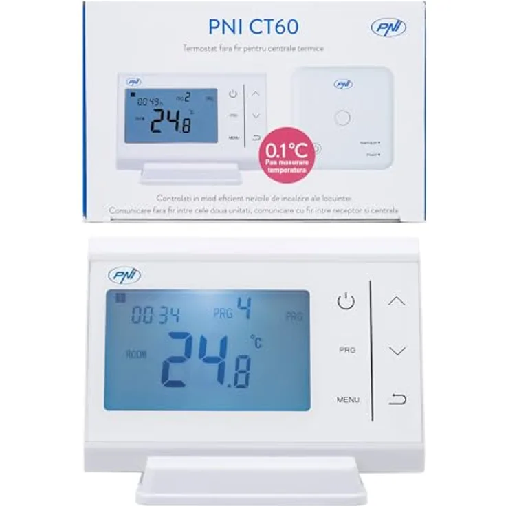 PNI CT60 Funkthermostat für Wärmekraftwerke, beleuchtetes Display, 3 Betriebsmodi, programmierbar, Kinderschutzfunktion