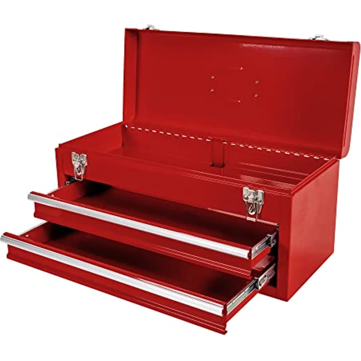 Stier Werkzeugkoffer, Werkzeugbox leer, 2 Schubläden, LxBxH 520x218x243 mm, aus stabilem Stahlblech – Bild 3