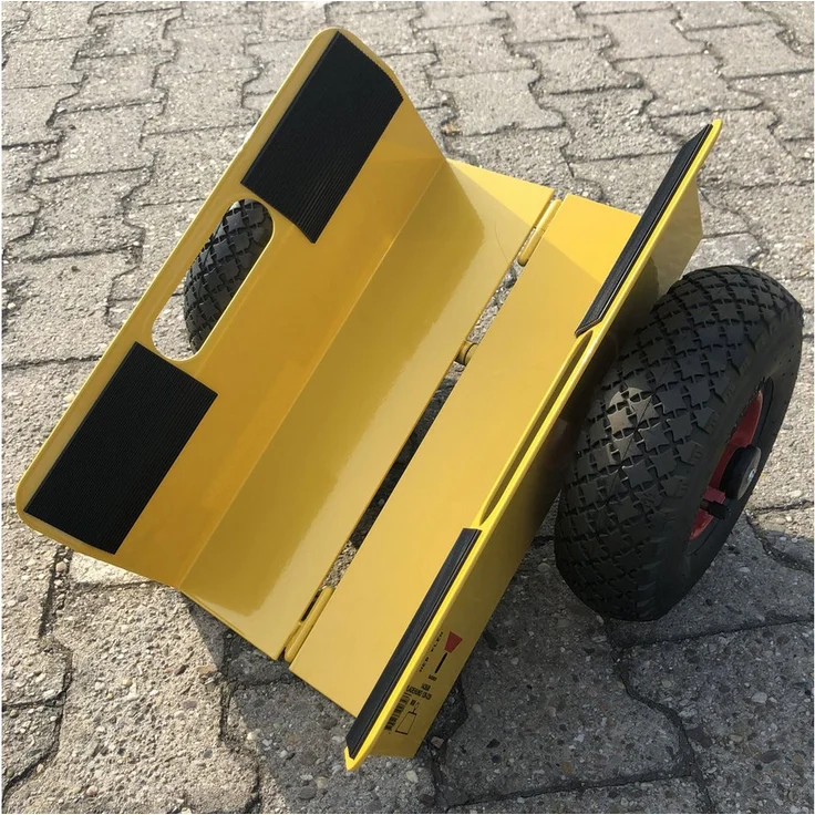 Ravendo Plattenwagen TW 200 L, Transportwagen für schwere Lasten bis 200 kg, gelb, mit Luftreifen 250 mm und Klemmsystem 120-220 mm – Bild 1