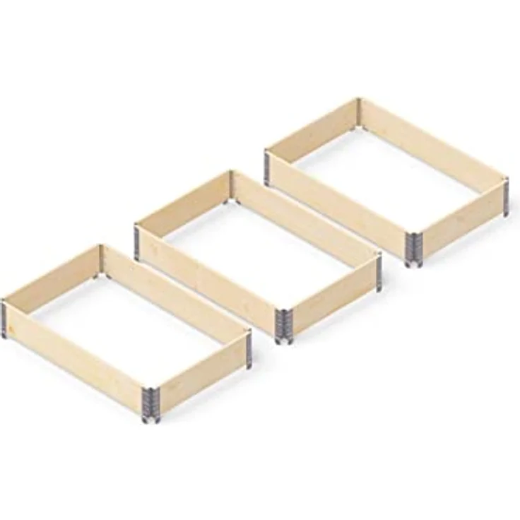 Kronus 3er-Set Palettenrahmen Hochbeet 80x60x60 cm stapelbar Aufsatzrahmen – Bild 4