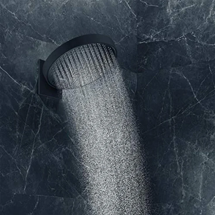 hansgrohe, Duschbrause, Rainfinity 1jet Kopfbrause: PowderRain, Matt Black, Decken- oder Wandmontage – Bild 2