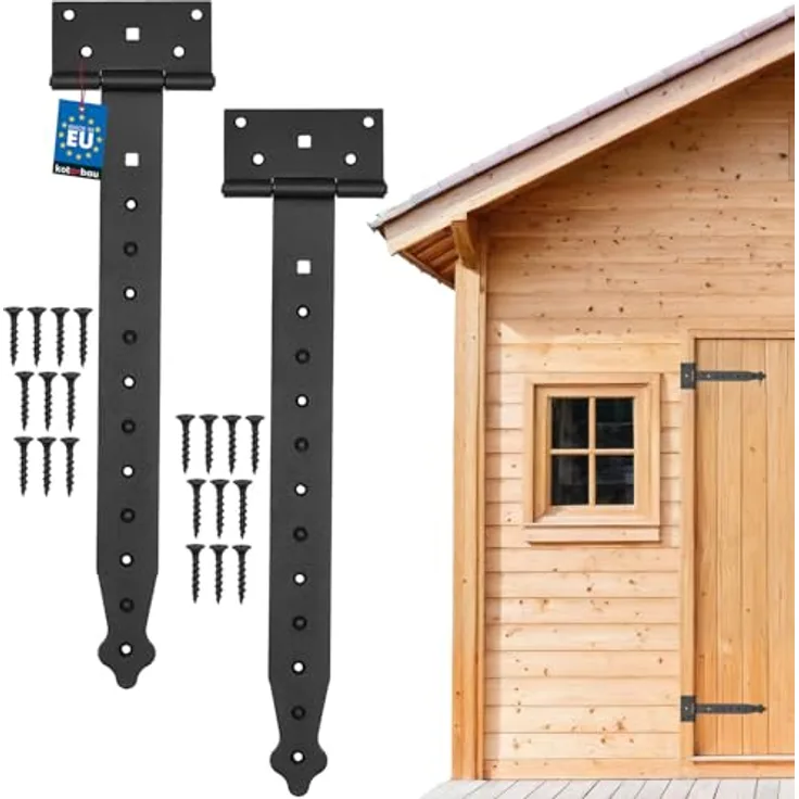 KOTARBAU® 2er Set Kreuzgehänge - 350 mm T Scharniere für Gartentore und Holztüren - Pulverbeschichteter Stahl, schwerlastfähig, schwarz