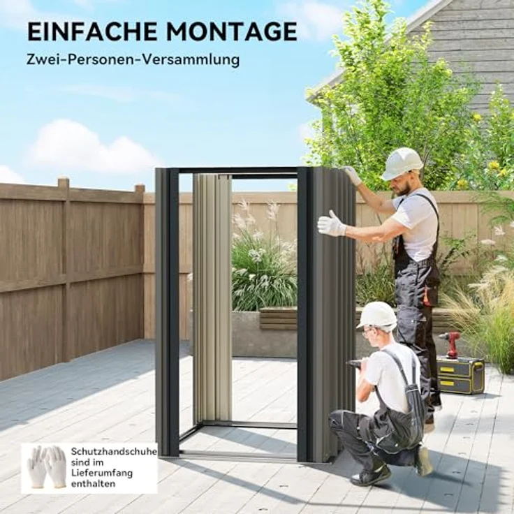 Outsunny Metall Gerätehaus 1,17 m², Geräteschuppen mit Satteldach und Lüftung, hellgrau – Bild 8