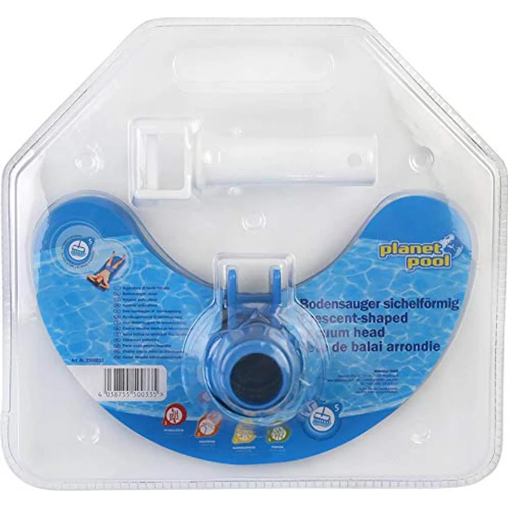 Planet Pool Ovaler Bodenabsauger für Teleskopstange, manuelle Reinigung mit 32mm und 38mm Schwimmschlauch, blau – Bild 2