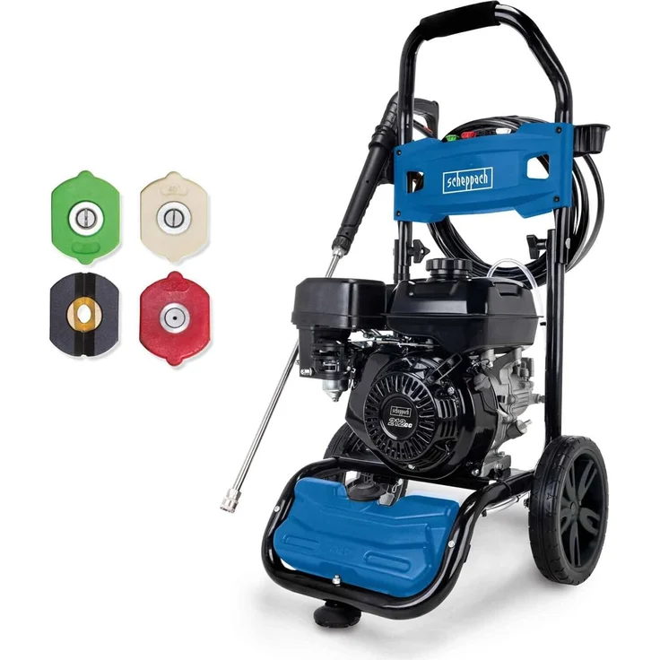 Scheppach HCP5000 Benzin-Hochdruckreiniger, 5,9PS, 241bar, 570L/h, inkl. Zubehör, Edelstahl-Sprühlanze, mobil, stabil (silber)