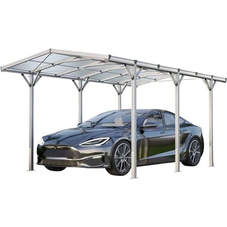 GFP Aluminium Carport 2,85x5,05m, Einzelcarport mit robustem Schutzdach für PKW, wartungsfrei und rostfrei