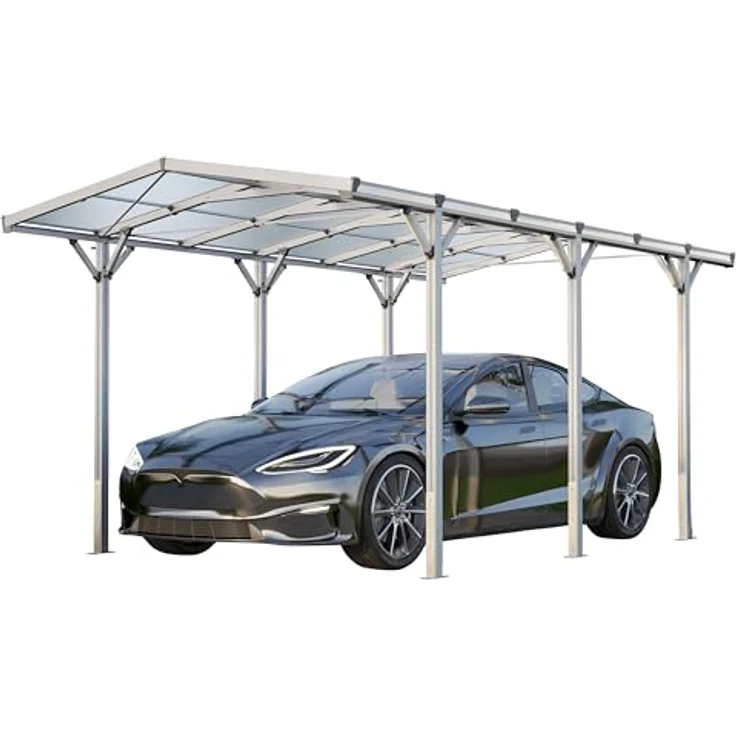 GFP Aluminium Carport 2,85x5,05m, Einzelcarport mit robustem Schutzdach für PKW, wartungsfrei und rostfrei – Bild 1