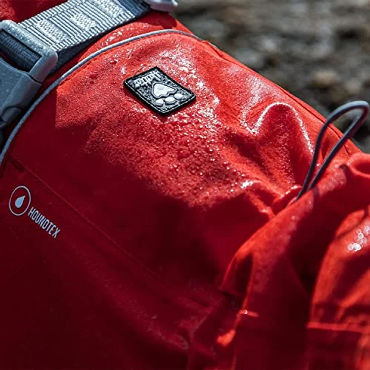 Hurtta Monsoon Hunderegenmantel, wasserdicht Regenjacke für Hunde mit Reflektoren, 100% recyceltem Material, Rot 50cm – Bild 5