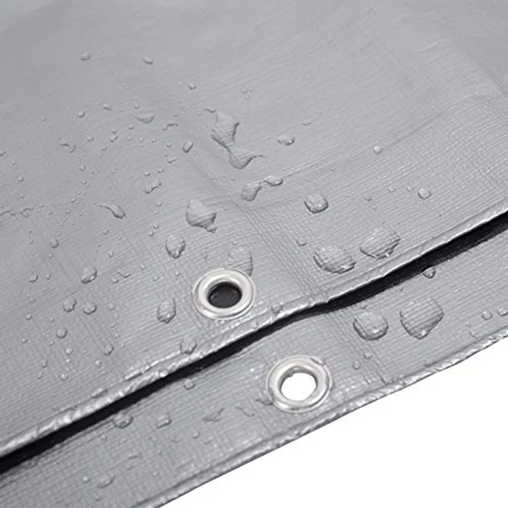 WOLTU Abdeckplane 2x3m wasserdicht, 280 g/m² PE Schutzplane Gewebeplane mit Ösen, UV stabil reißfest LKW Plane, Mehrzweck Abdeckung für Gartenmöbel Holz Pool Trampolin Auto, Grau-Schwarz - Preisvergleich – Bild 3