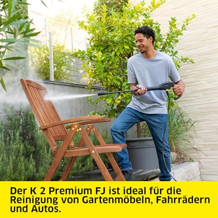 Kärcher Hochdruckreiniger K 2 Premium FJ, Einfachstrahlrohr und Dreckfräser, inkl. Schaumdüse, gelb – Bild 3