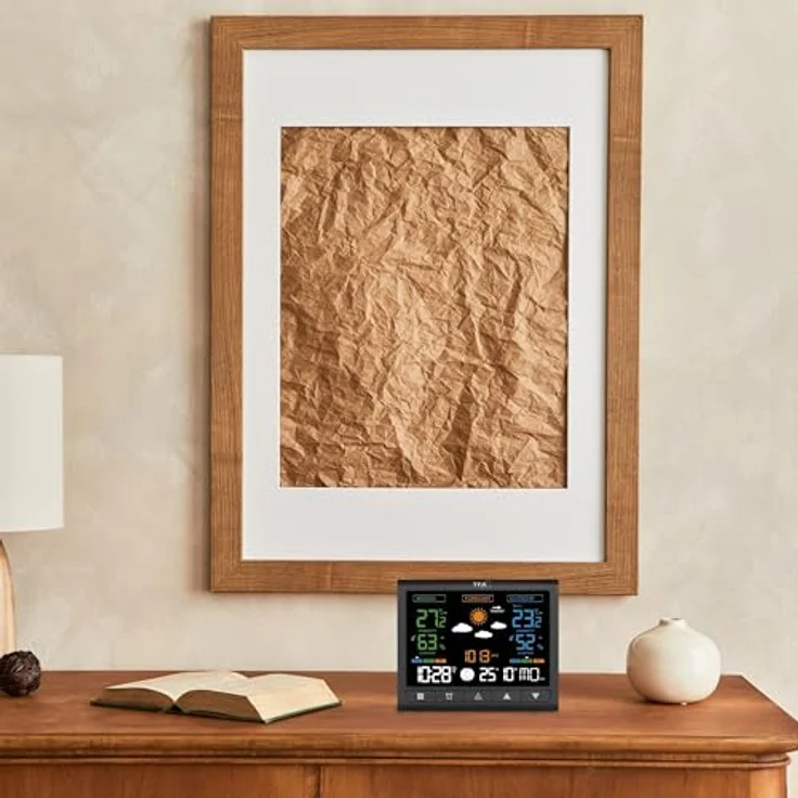 TFA Funkwetterstation, Wetterstation mit Temperatursensor und Hygrometer, Schwarz – Bild 7