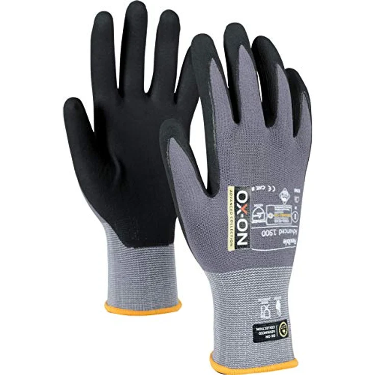 OX-ON Flexible Advanced 1900 Nitril Montagehandschuhe, langlebig und touchscreenfähig, Super Passform (12/3XL) in Schwarz – Bild 1
