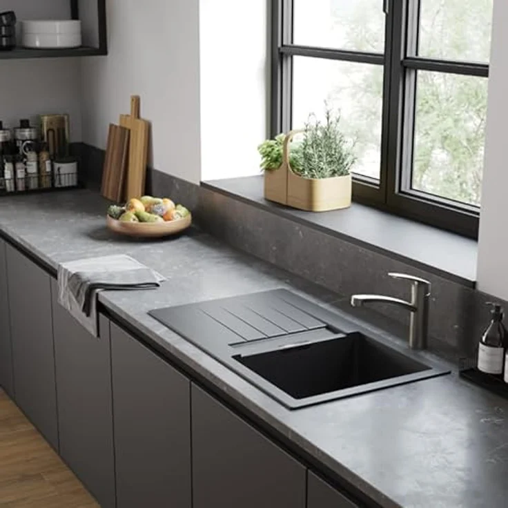 hansgrohe Einbauspüle S52 S520-F345 Graphitschwarz mit automatischer Ablaufgarnitur - Preisvergleich – Bild 5