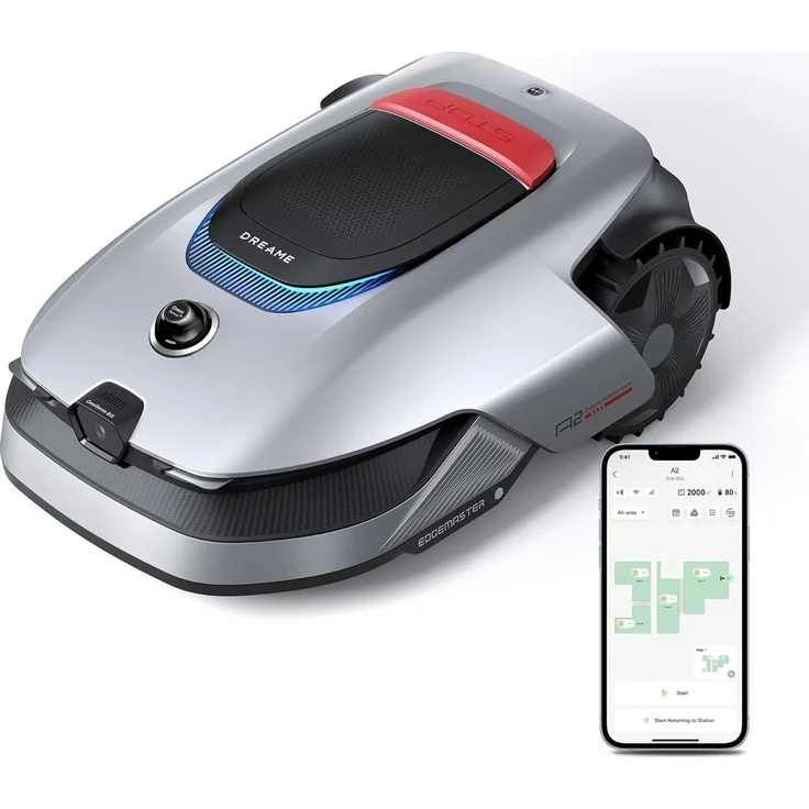 DREAME A2-1200, Akku-Mähroboter mit 3D-LiDAR & KI-Vision, für Rasenflächen bis 1200m², U-förmige Mähbahn, 5cm EdgeMaster Präzisionsschnitt, App-Steuerung, 26,5° Steigung