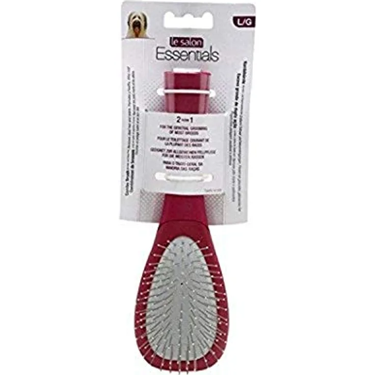 LeSalon Essentials Kombibürste 2-in-1 mit Borsten und Stahlnadeln groß, für Hunde