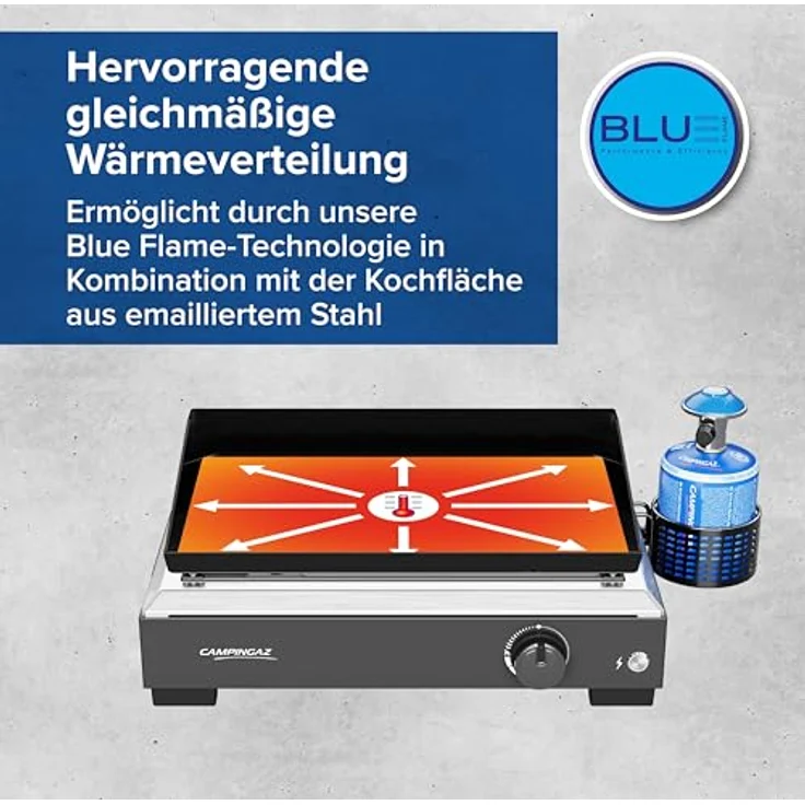Campingaz Othello 1 CV Gas-Plancha-Grillplatte, 2,8 kW Kochplatte mit emaillierter Stahloberfläche und BlueFlame-Technologie, tragbarer Tischgrill, einfache Reinigung – Bild 4