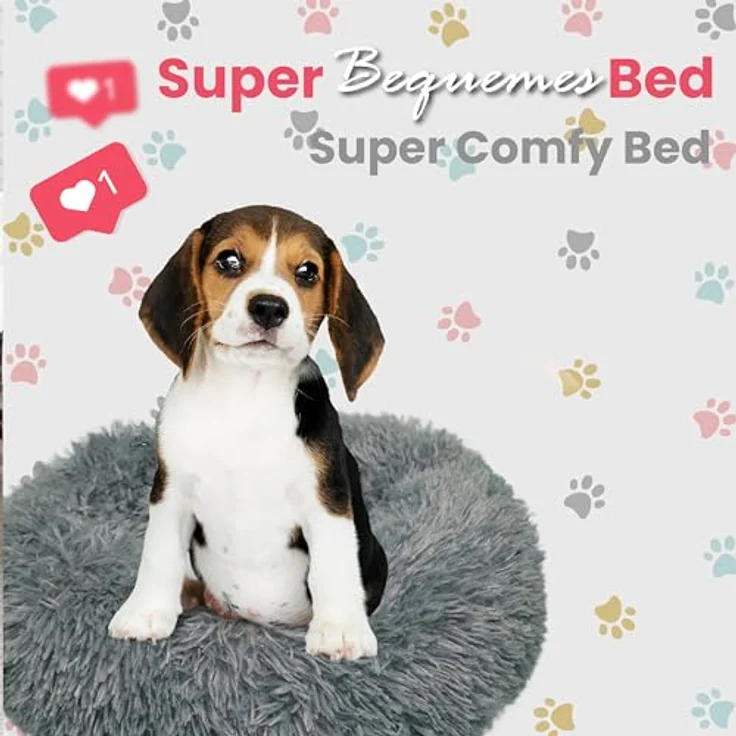 DEFACTO Hundebett, Hundekissen in Leinenoptik, Hundekorb, erhöhte Ränder, rutschfeste Unterseite Dia (Anthrazit, Gr.3XL - 120cm x 120cm) – Bild 3