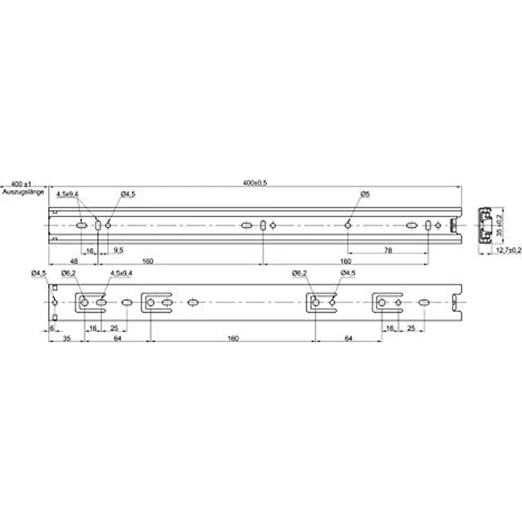 SOTECH Vollauszug KV1-25-H35-L400-NF, 25 Kg Tragkraft, 400 mm Länge, Paar (2 Stück) – Bild 6