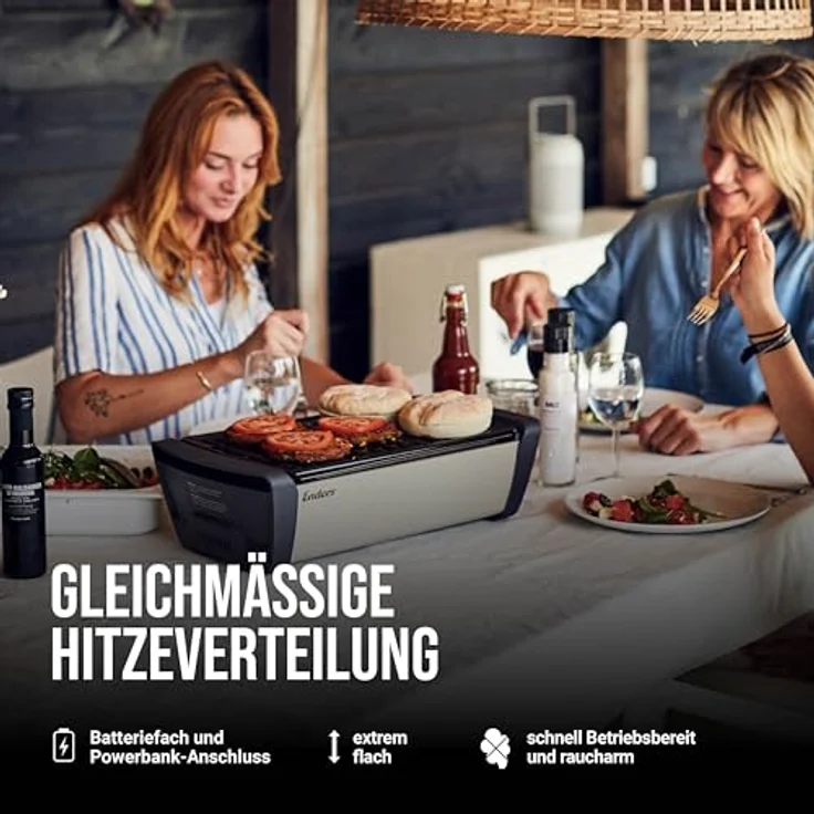 Enders 1363 Aurora raucharmer Tischgrill, kleiner mobiler Holzkohlegrill, Balkon-Grill, Picknick-Grill, Camping-Grill, Holzkohlegrill mit Belüftung, taupe – Bild 2