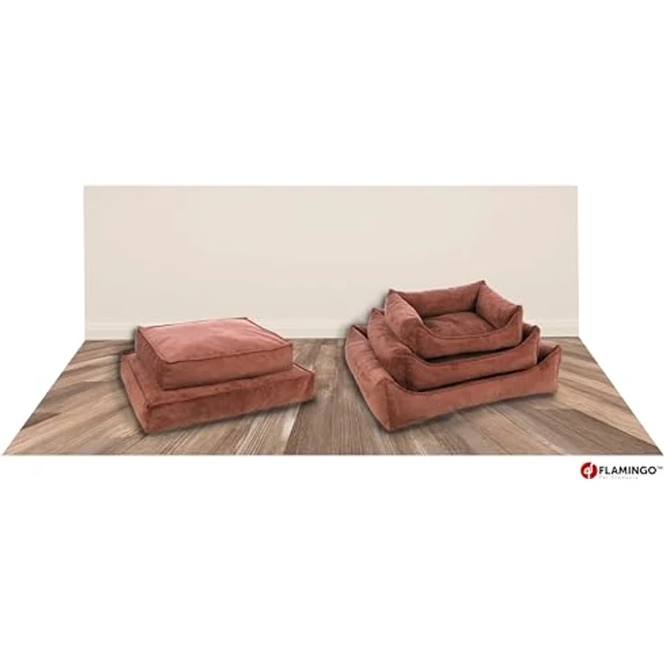 Flamingo Orthopädisches Hundekissen Reno, Rechteckig, Lachsrosa, 100 cm, Memory-Foam, rutschfest, waschbar – Bild 4