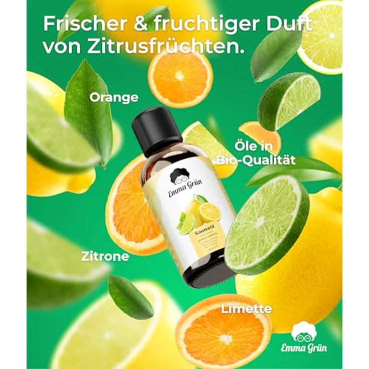 Emma Grün® Saunaaufguss Bio 100ml, Citrus Aufgussmittel mit ätherischen Bio-Zitrusölen, fruchtig-frischer Duft aus Orange, Zitrone & Limette – Bild 4