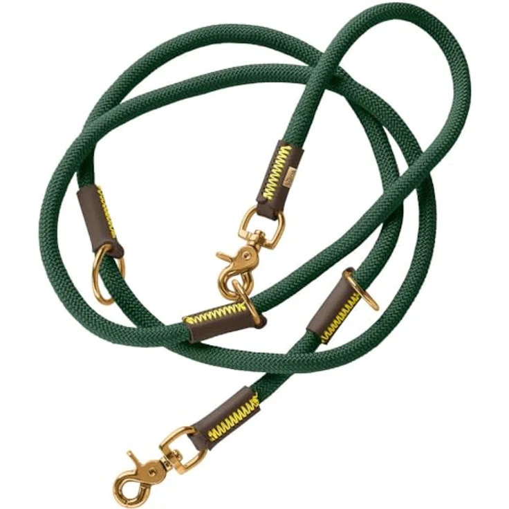 HUNTER Verstellbare Führleine Malia 3-fach verstellbar, dunkelgrün/dunkelbraun, Made in Germany – Bild 1