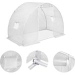 DOTMALL Gewächshaus 4,5 m² 300x150x200 cm, weiß, mit robustem PE-Netzgewebe und verzinktem Stahlrahmen