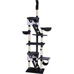 lionto Kratzbaum XXL Kletterbaum Katzenkratzbaum Katzenbaum höhenverstellbar 230-250 cm, grau/weiß