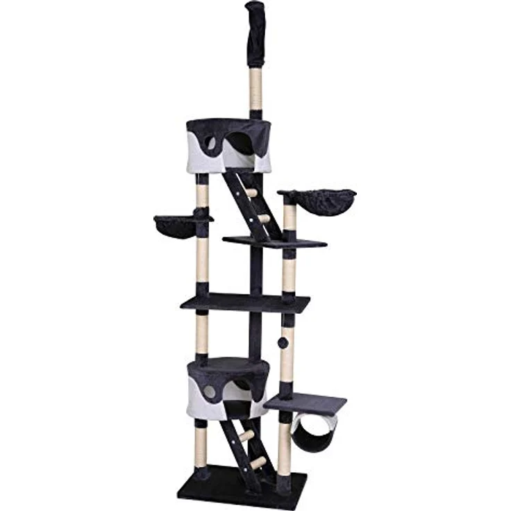 lionto Kratzbaum XXL Kletterbaum Katzenkratzbaum Katzenbaum höhenverstellbar 230-250 cm, grau/weiß – Bild 1