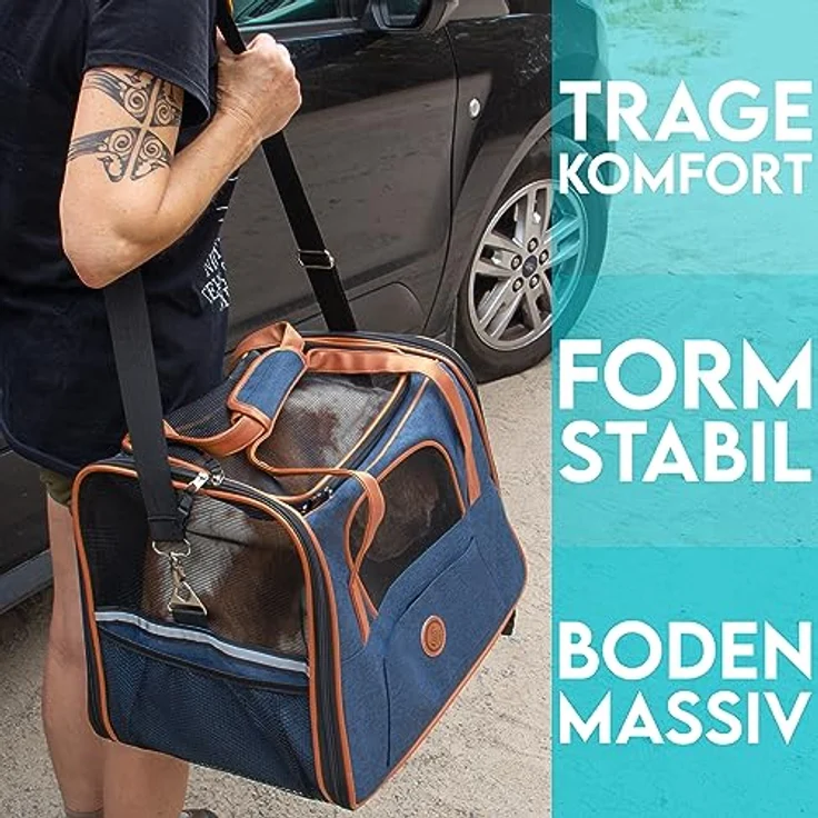 HUND IST KÖNIG® Hundetasche Katzentasche bis 6,5kg - robust & formstabil | Hochwertige Hundetragetasche | Transporttasche Katze - faltbar & leicht zu verstauen | Hundebox Auto Transportbox Katze – Bild 4