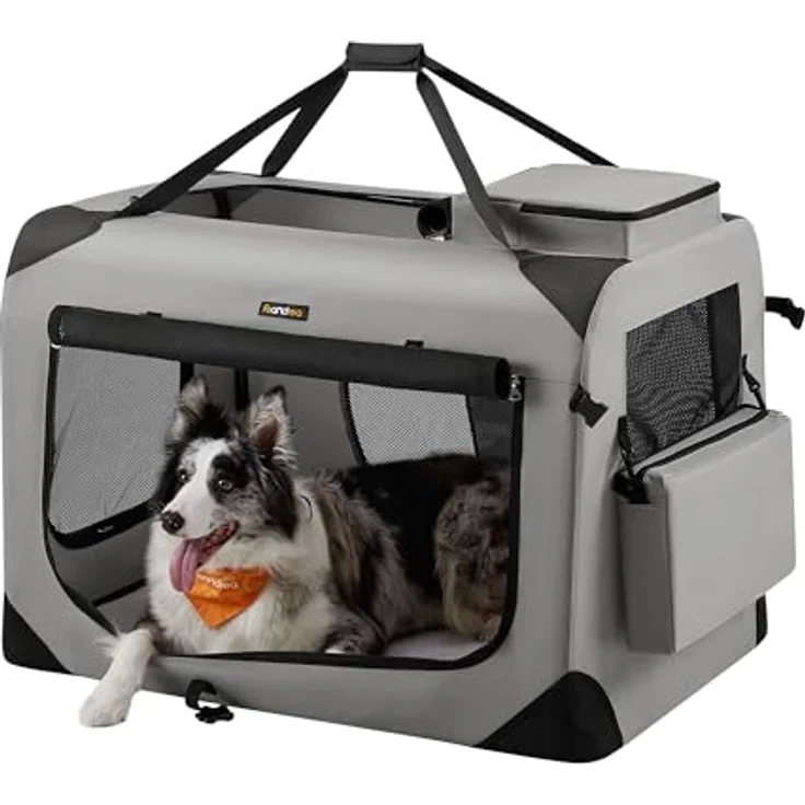 Feandrea Hundebox faltbar, Transportbox Hund XXL, atmungsaktiv, rauchgrau – Bild 1