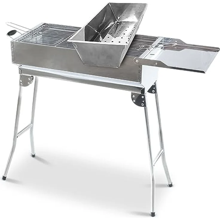 Renschler Line Grillset XXL, Grillmaster Spießdreher + Motor + Powerbank + Mangal + 11 Spieße, Holzkohlegrill – Bild 3