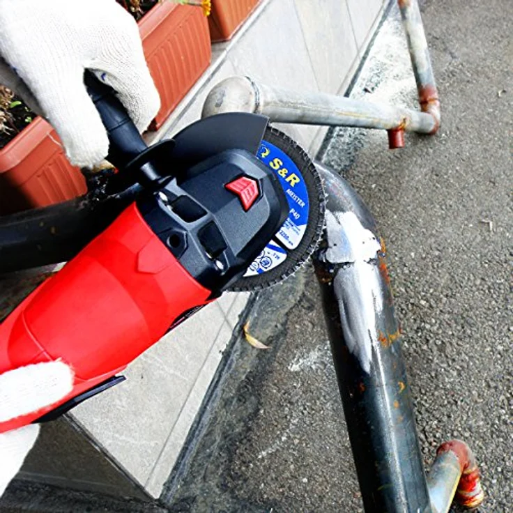 S&R Fächerschleifer Set 20 St., 115 x 22,23 mm, PRO ALUMINIUM OXID, T29, Fächerschleifscheiben, Lamellenschleifer, Schruppscheiben für Holz und Metall, je 5x Körnung P40/60/80/120, Aluminiumoxid-Schleifpapier, vibrationsabsorbierend, 115mm, 22,23mm, 1318g – Bild 3