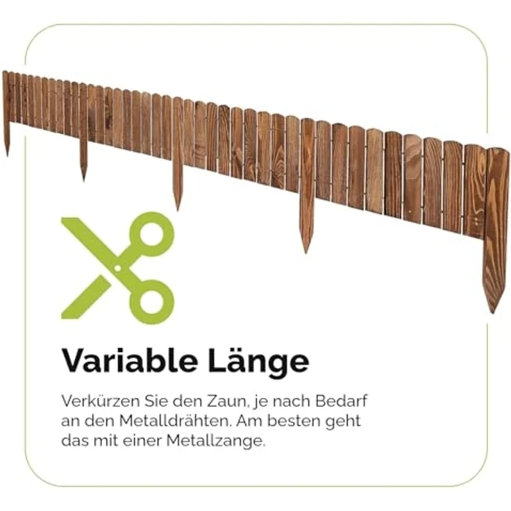 Garronda Beeteinfassung Holz Rollzaun Holzzaun 200 x 8 cm imprägniert Flexibler Rollborder Rasenkante Palisade Gartenzaun Umzäunung für Garten GD-0046 (Dunkelbraun, Höhe: 8 cm) - Wetter- und schädlingsbeständiger Holzgartenzaun – Bild 4